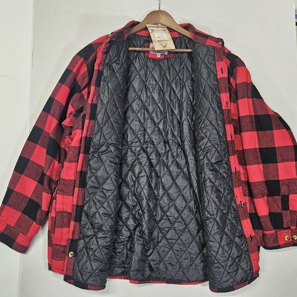 Buckhorn River Men's Shirt Jacket Quilted Plaid Red Size XXL Button Up Insulated - Picture 2 of 11